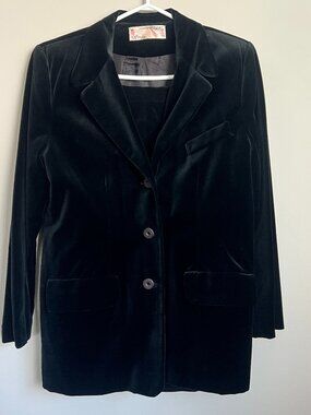 Dimension International Velvet Skirt Suit Women's Size 11 Black